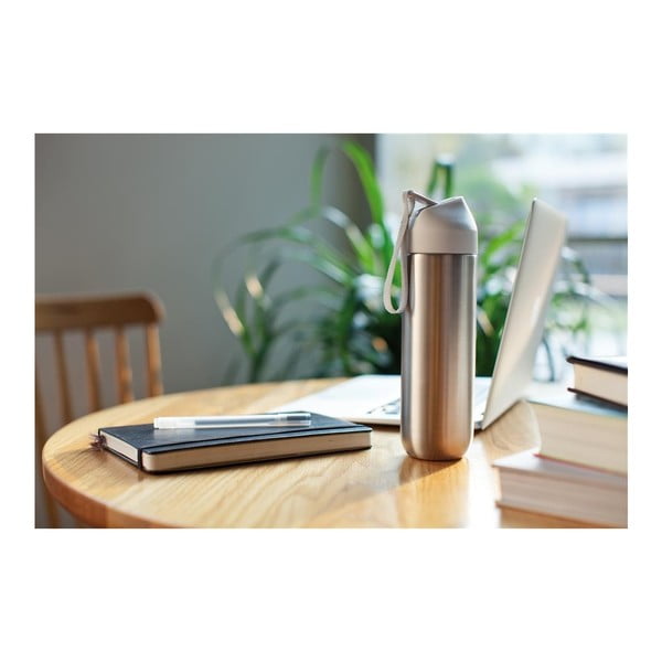 Сиво-бяла бутилка за вода от неръждаема стомана XD Design Neva, 500 ml - XD Design-image-1