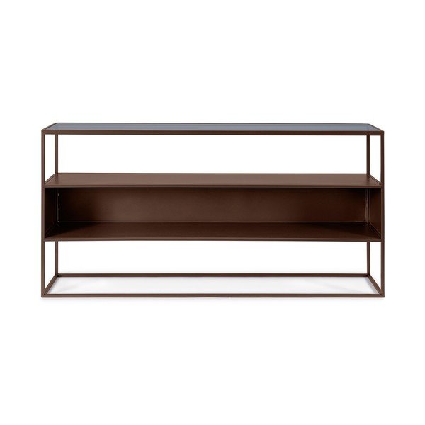 Тъмнокафява конзолна маса със стъклен плот 30x140 cm Godric – Bizzotto-image-3