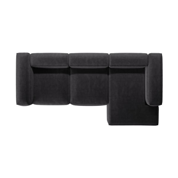 Тъмносив ъглов диван от рипсено кадифе (десен ъгъл) Bergamo – Cosmopolitan Design-image-3