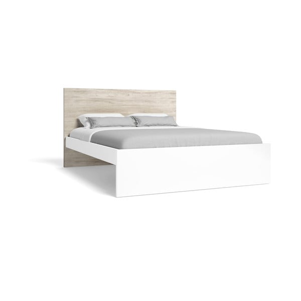 Бяло/естествено двойно легло от дъб 160x200 cm Sahara - Marckeric