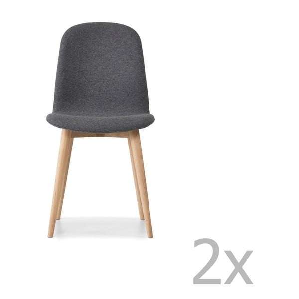 Комплект от 2 тъмно сиви трапезни стола с масивни дъбови крака WOOD AND VISION Basic - Wood and Vision