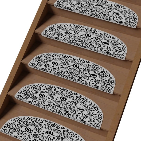 Черно-бели килимчета за стълби в комплект от 16 части 20x65 cm Anatolian Lace - Vitaus-image-1