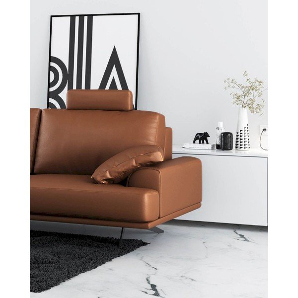 Коняк кафяв кожен диван 220 cm Prado - MESONICA-image-4