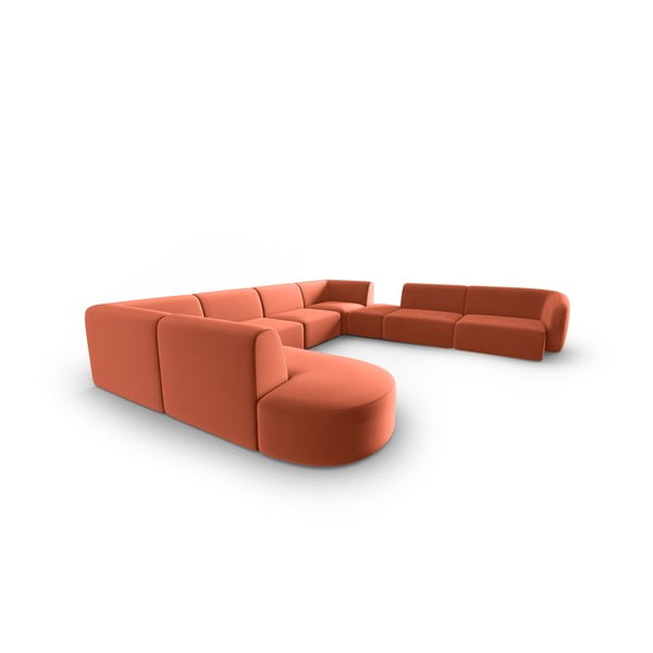 Розов кадифен ъглов диван (десен ъгъл/U форма) Paolo – Milo Casa-image-2