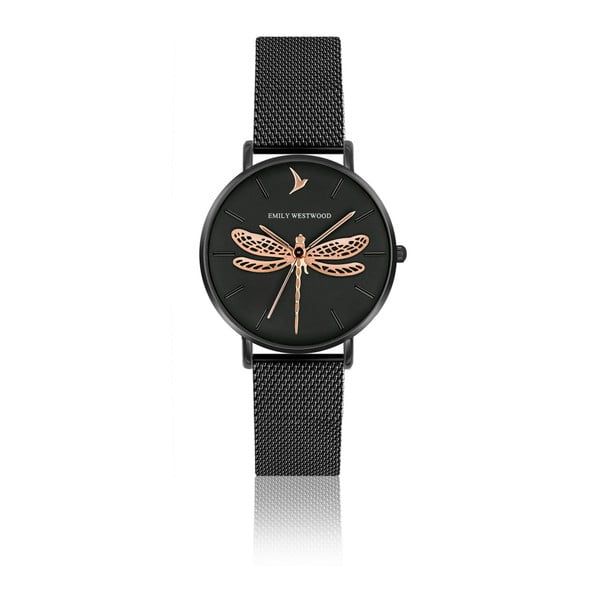 Дамски часовник Miliya с черна каишка от неръждаема стомана - Emily Westwood
