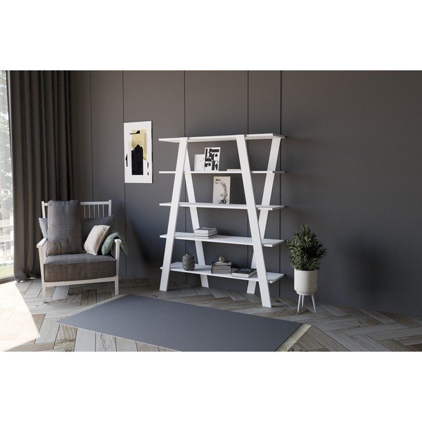 Бял шкаф за книги 120x150 cm Conde - Kalune Design-image-1