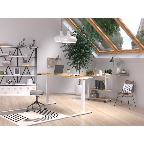 Работна маса с електрическо регулиране на височината с дъбов плот 80x160 cm Jet – Germania-image-1