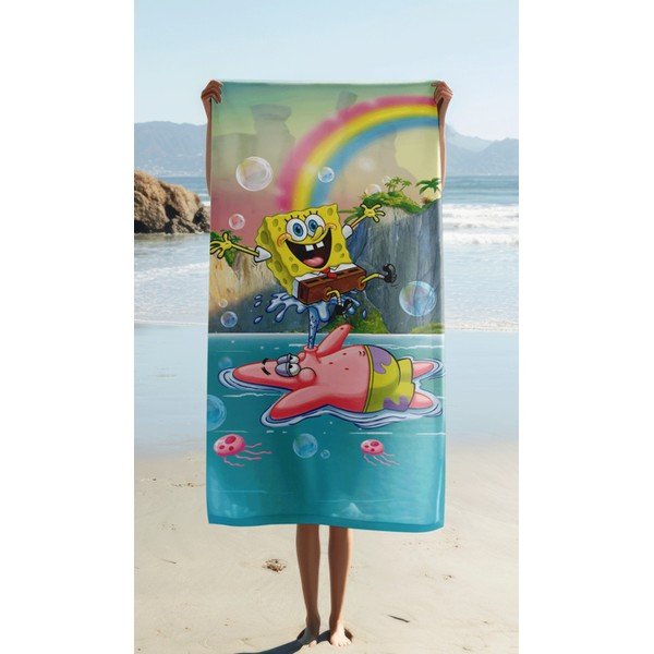 Памучна детска кърпа 70x140 cm Sponge Bob "Tropical Duo" – Jerry Fabrics-image-1