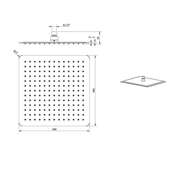 Душ глава от неръждаема стомана в златист цвят Slim – Sapho-image-3