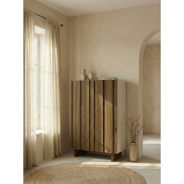 Кремаво/в естествен цвят шкафче от масивен бор 90x120x43 cm Marlo – Marckeric-image-1