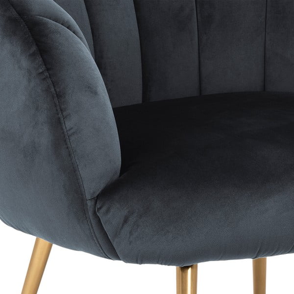 Тъмно сиво кадифено кресло Daniella - Actona-image-1