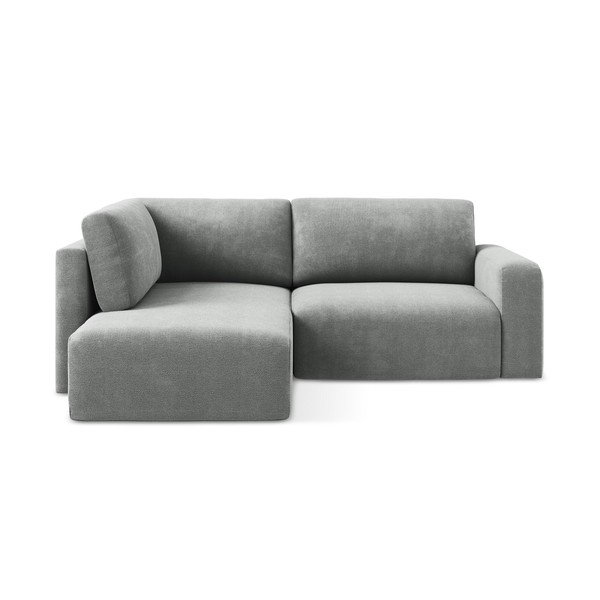 Сив шенилов сгъваем/с място за съхранение ъглов диван (ляв ъгъл/L форма) Kona – Makamii