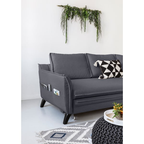 Антрацитен ъглов разтегателен диван, десен ъгъл Charming Charlie - Miuform-image-4