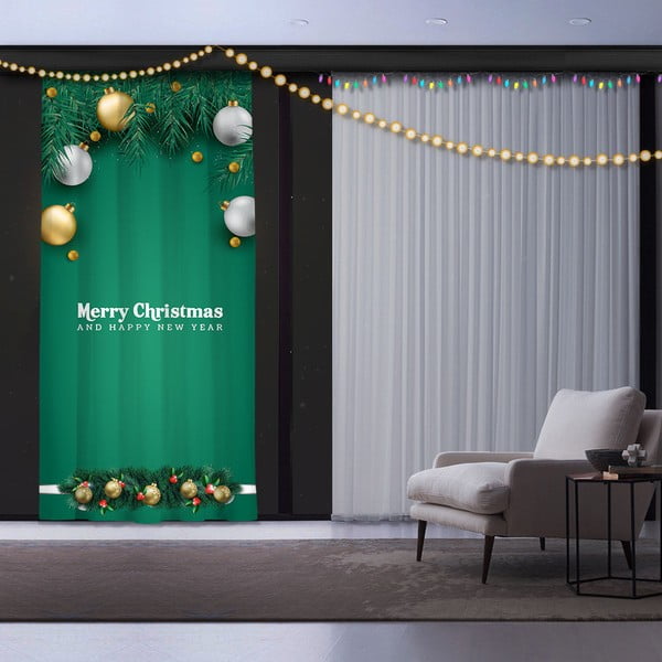 Коледна завеса Green Christmas Deco, 140 x 260 cm - Unknown