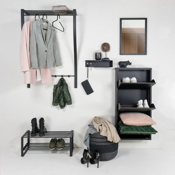 Черна метална стенна закачалка с рафт 75 cm Carve – Spinder Design-image-3