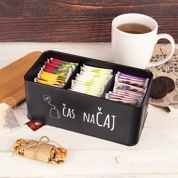 Метална кутия за чай в черно-естествен цвят – Orion-image-1