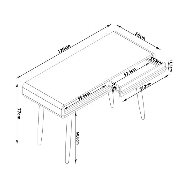 Работна маса 50x120 cm Chantal – Støraa-image-4