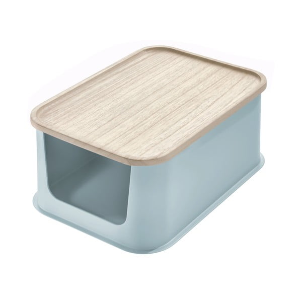 Сива кутия за съхранение с капак, изработена от дърво от пауловния Отворена, 21,3 x 30,2 cm Eco - iDesign
