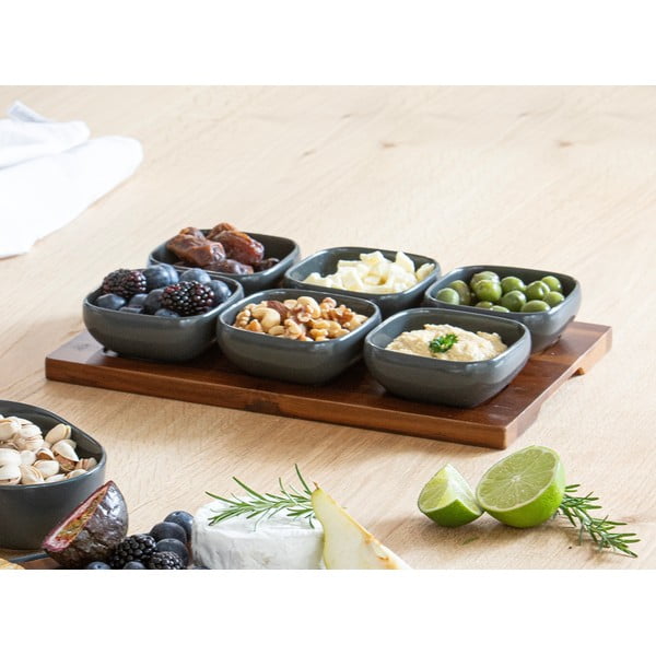 Антрацитен порцеланов комплект от за сервиране 6 бр. Essentials – Ladelle-image-1