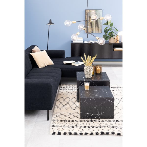 Черни масички за кафе в комплект от 2 бр. от декор от мрамор 58x58 cm Dice – Actona-image-2