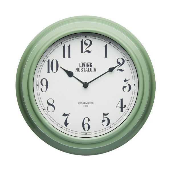 Зелен стенен часовник , Ø 25,5 cm Living Nostalgia - Kitchen Craft