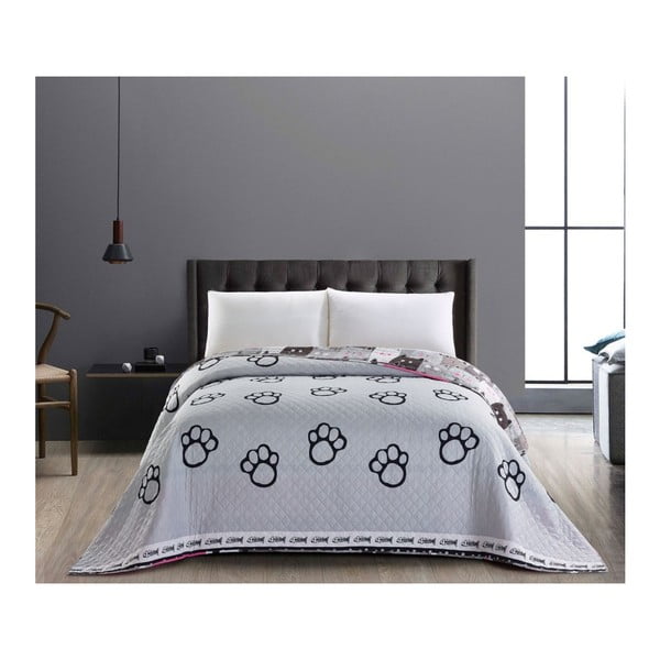 Двустранна сива покривка за легло от микрофибър Cat Invasion, 220 x 240 cm Cats Invasion - DecoKing-image-1