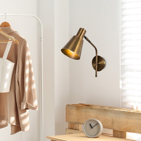 Стенна лампа  в златист цвят ø 15 cm Kem – Opviq lights-image-2