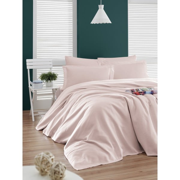 Розова памучна покривка за легло EnLora Home , 200 x 230 cm Casuel - Mijolnir
