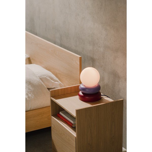 Червена/лилава настолна лампа от масивна дървесина със стъклен абажур (височина 24 cm) Otem – noo.ma-image-1