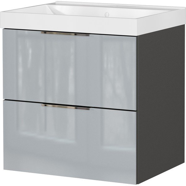 Сив гланцов стенен шкаф за мивка 61x65 cm Celano – Germania