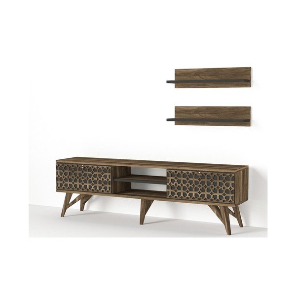 Телевизионен скрин с чекмеджета от орехово дърво Fina - Tera Home-image-3