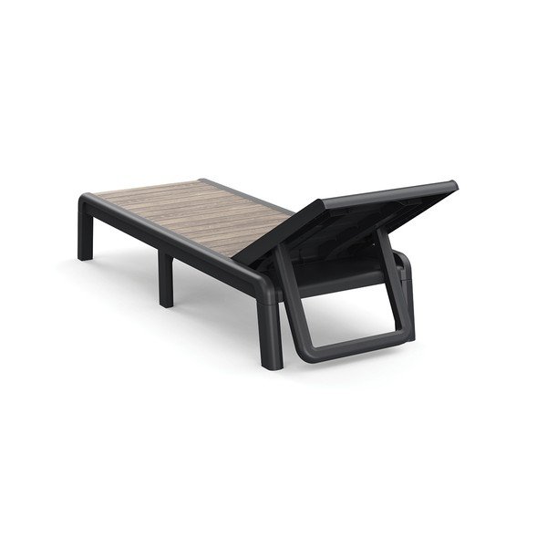 Тъмнокафяв пластмасов позициониране/сгъваем градински шезлонг Deco Porto – Keter-image-2