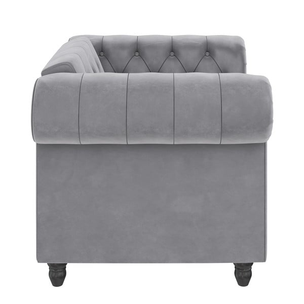 Светлосиво кадифено кресло Chesterfield Felix – Støraa-image-3