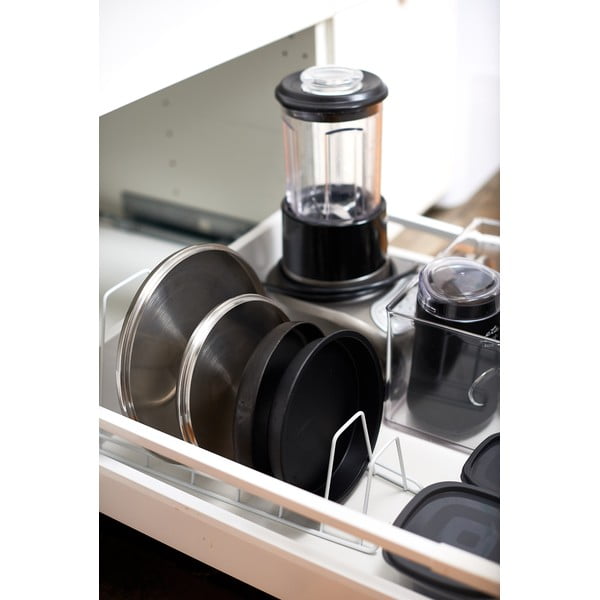 Бяла регулируема стойка за капаци и тигани Tower - YAMAZAKI-image-4