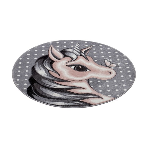 Сив детски килим ø 133 cm Cute Unicorn - Hanse Home-image-2