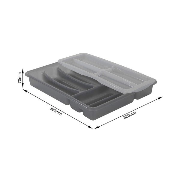 Сив пластмасов бюфет за чекмеджета 39 x 32 cm Basic Plus - Rotho-image-1