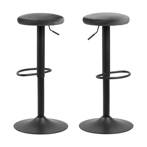 Сив тапициран бар стол с регулируема височина (височина на седалката 62 cm) Finch – Actona-image-3