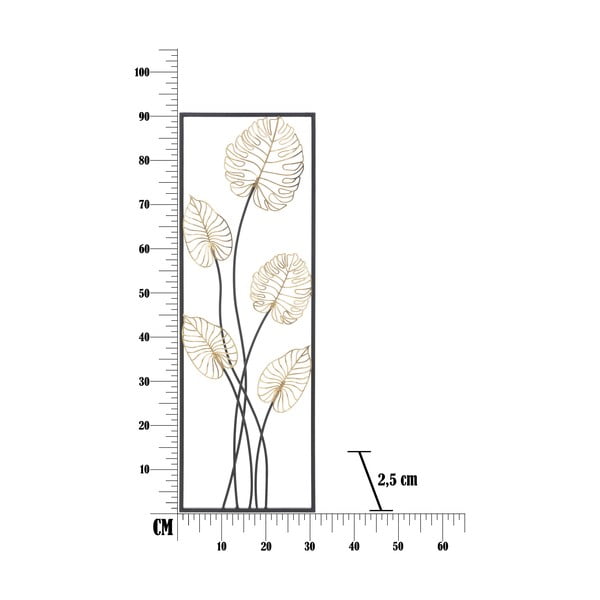 Метална декорация за окачване с десен на листа Mauro Ferretti -B-, 31 x 90 cm Luxy - Mauro Ferretti-image-2