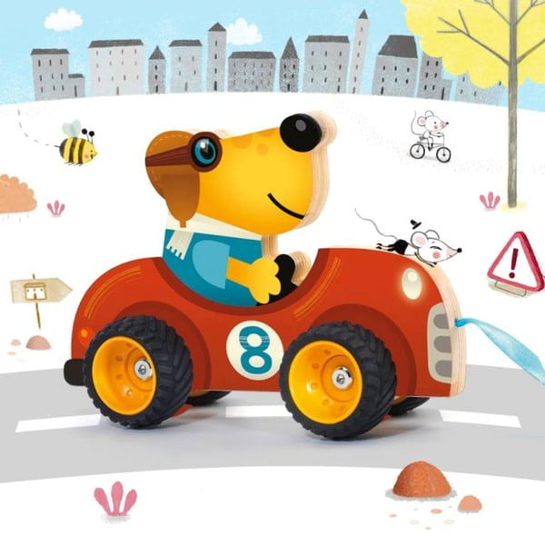 Детска дървена играчка на връвчица Формула - Djeco-image-1