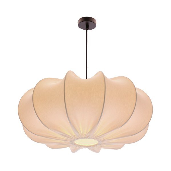 Бяло висящо осветително тяло с текстилен абажур ø 52 cm Cafee – Candellux Lighting-image-3