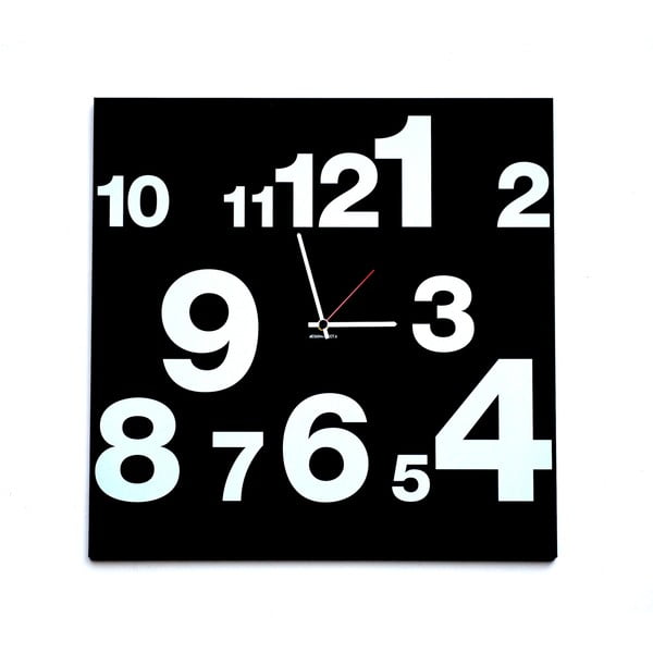 Nástěnné hodiny dESIGNoBJECT.it Number Line Black, 50 x 50 cm 