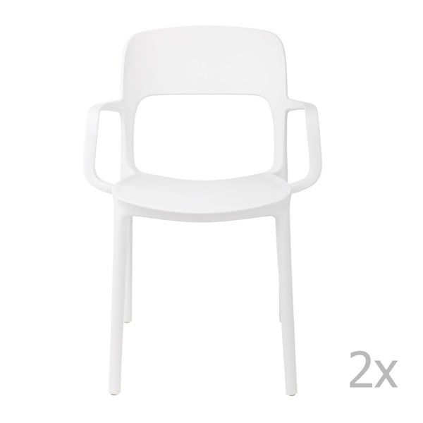 Sada 2 bílých židlí s opěrkami D2 Flexi