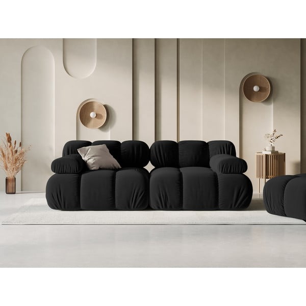 Диван от черно кадифе 188 cm Bellis - Micadoni Home-image-1
