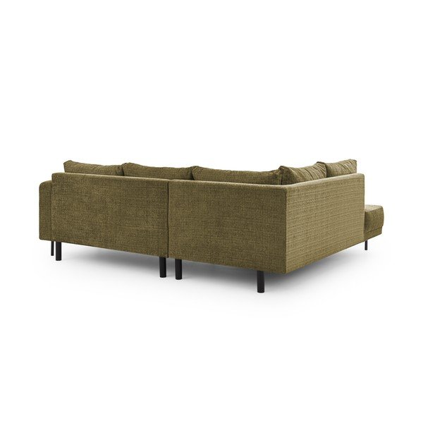 Зелен шенилов ъглов диван (ляв ъгъл/L форма) Mauris  – Ropez-image-3