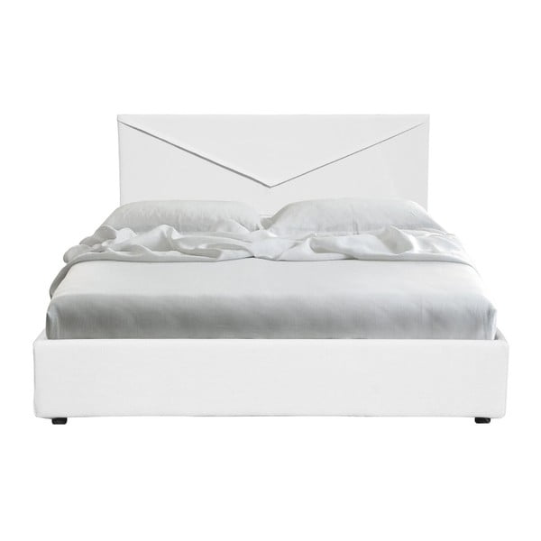 Bílá dvoulůžková postel s úložným prostorem a potahem z koženky 13Casa Mina, 160 x 190 cm