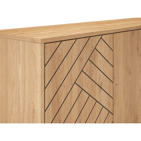 Антрацит/натурален нисък скрин от дъб 140x80 cm Madona - Marckeric-image-1