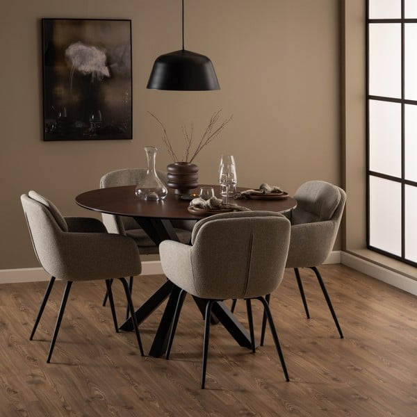 Бежов тапициран трапезен стол с подлакътници Dora – Actona-image-1