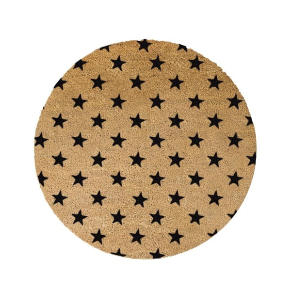 Черна кръгла постелка от естествени кокосови влакна , ⌀ 70 cm Stars - Artsy Doormats