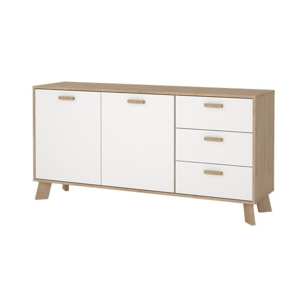 Скрин от дъбов декор в бял и естествен цвят 147x73x39 cm Ikast – Tvilum-image-4