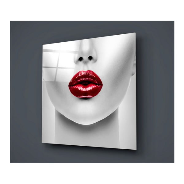 Картина върху стъкло Lips Rojo, 50 x 50 cm - Insigne